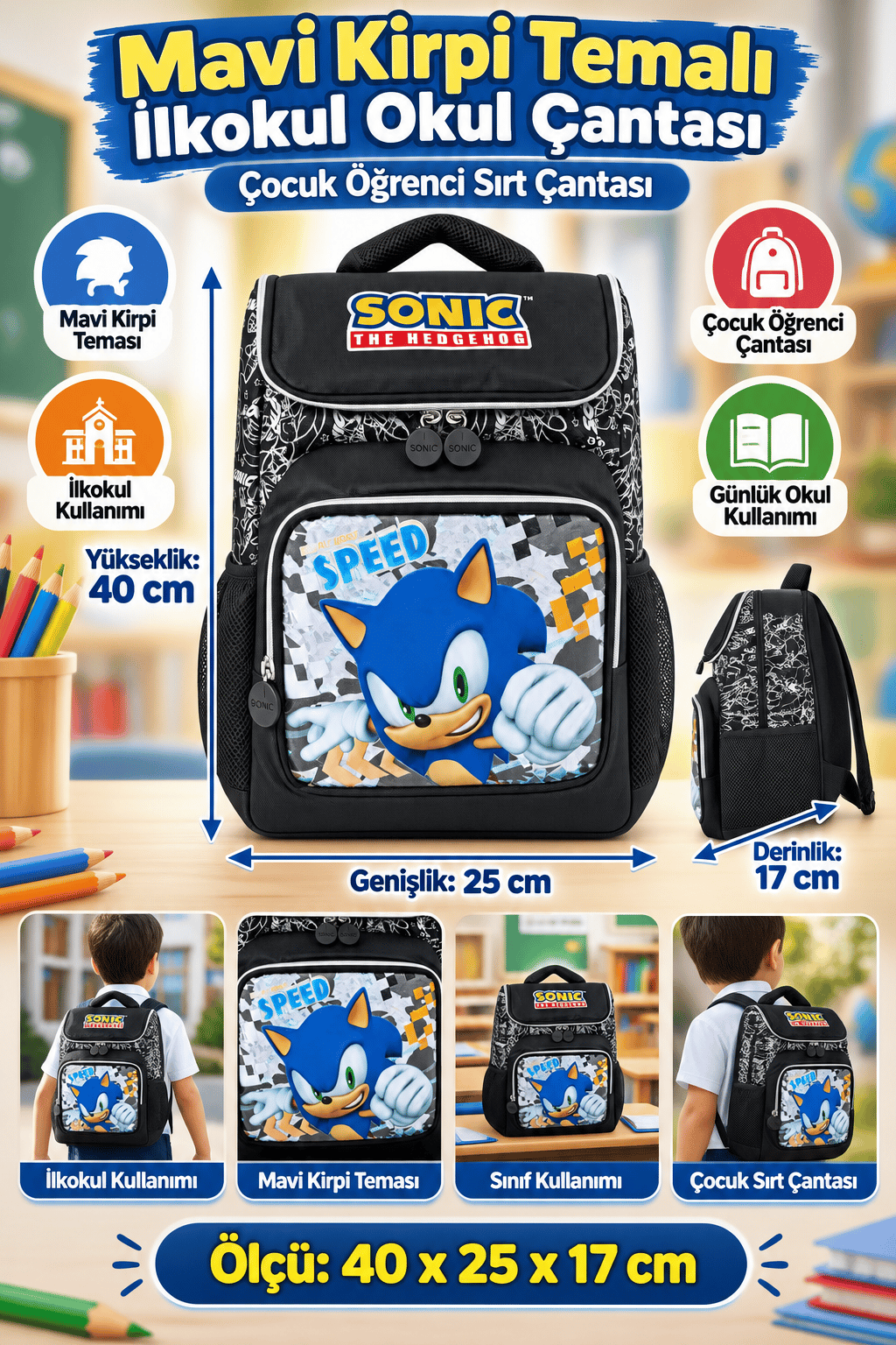 Sonic Okul Çantası 2042-9