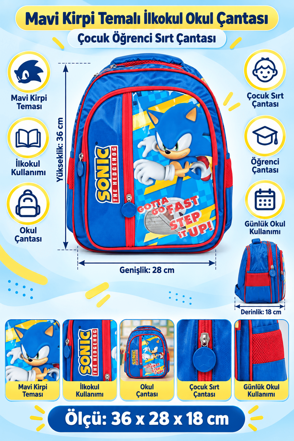 Sonic Okul Çantası 2051-9