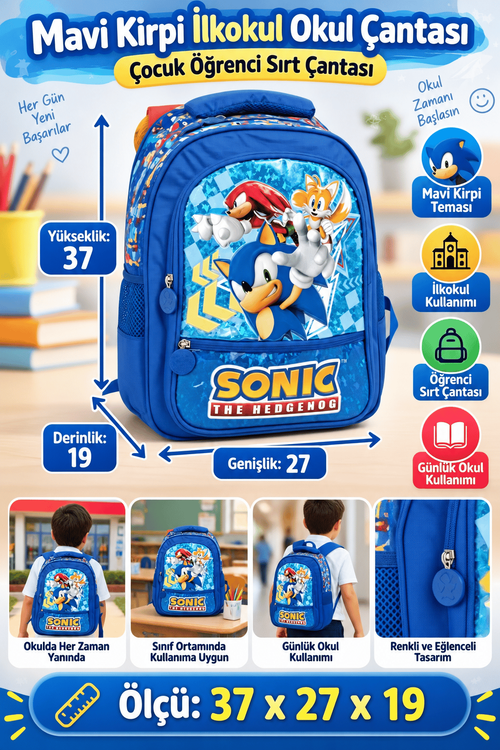 Sonic Okul Çantası 2056-9