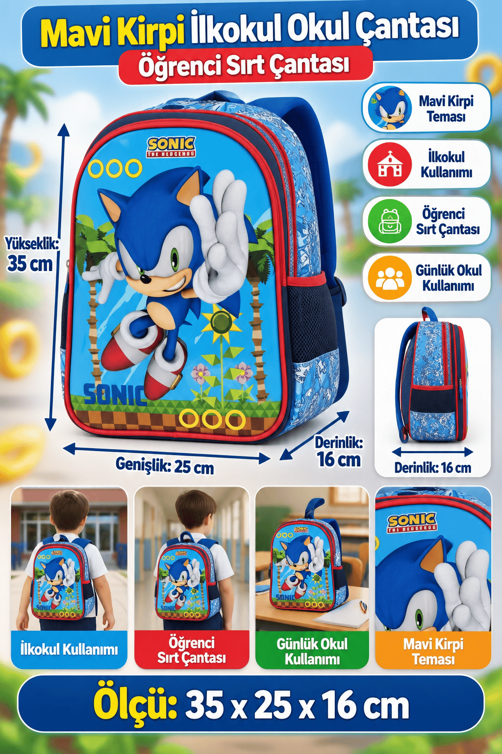 Sonic Okul Çantası 2060-9