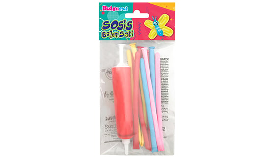 Sosis Balon Seti 1 Sosis Balon Şişirme Pompası ve 5 Sosis Balon