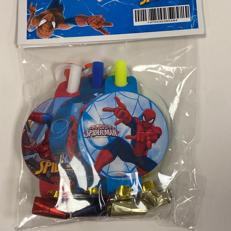 Spiderman kaynana dili, parti düdüğü,(6lı paket) uzayan parti düdüğü,uzat çek düdük