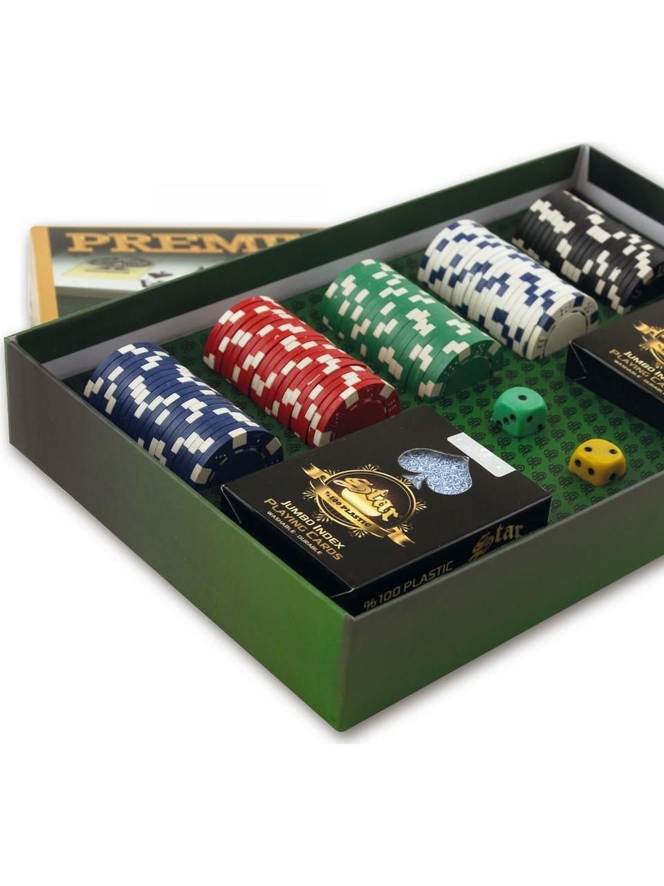 Star Premiım Poker Seti 100 profesyonel.chip 2 deste plastik oyun kartı 2 oyun zarı lüks poker seti