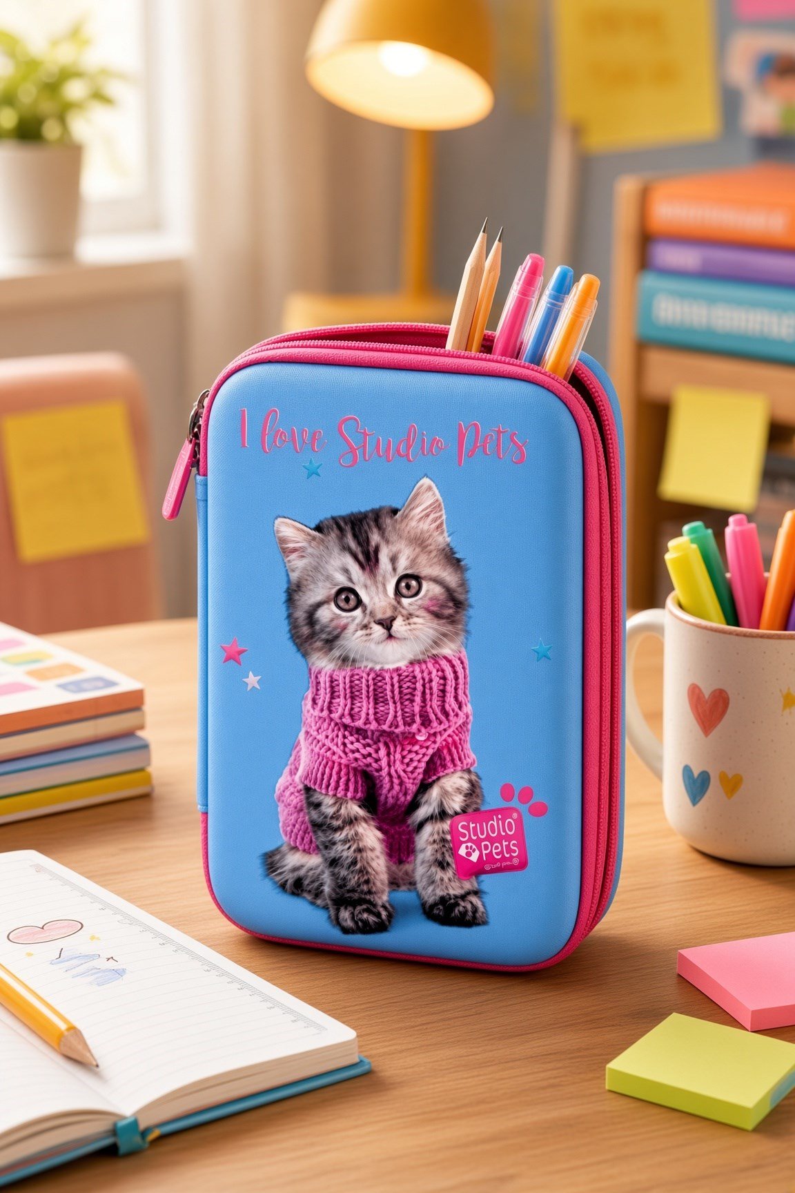STUDİO PETS PT-7785 eva kalem çantas KEDİLİ-MAVİ