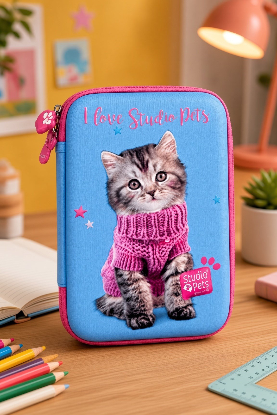 STUDİO PETS PT-7785 eva kalem çantas KEDİLİ-MAVİ