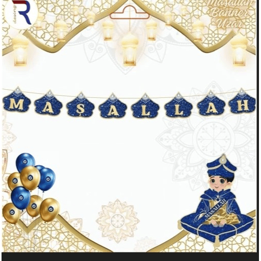 Sünnet Sünnet Maşallah Yazılı Mavi Gold Dekor Bann