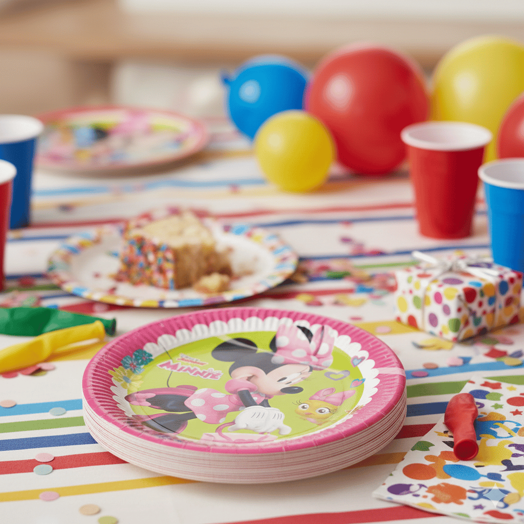 Tabak Minnie  Mouse Cafe 23 Cm 8li Paket orjinal lisanslı doğum günü tabağı                         