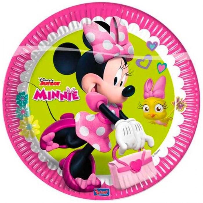 Tabak Minnie  Mouse Cafe 23 Cm 8li Paket orjinal lisanslı doğum günü tabağı                         