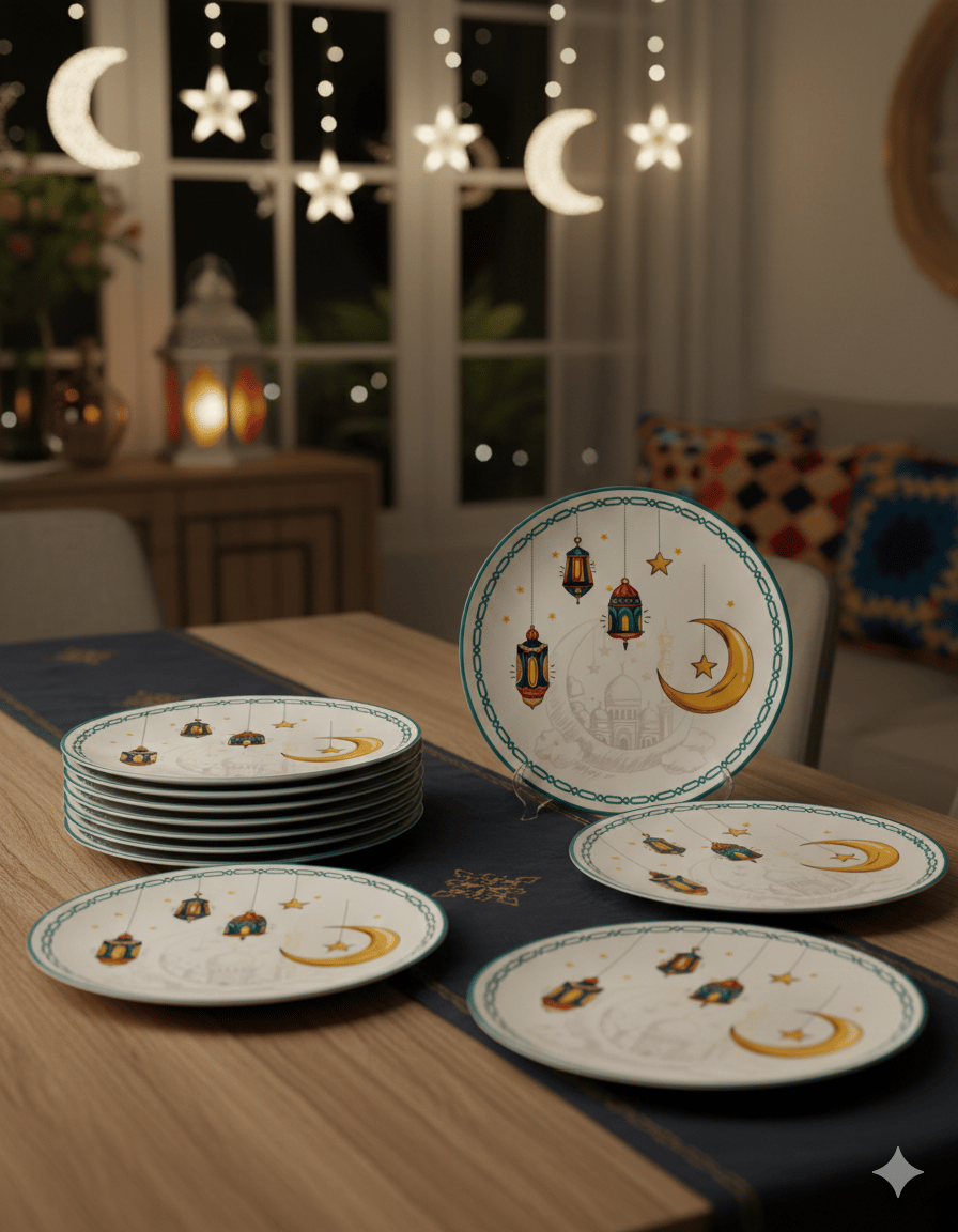 Tabak Ramazan Mavi Tema 23 Cm 8 Parça