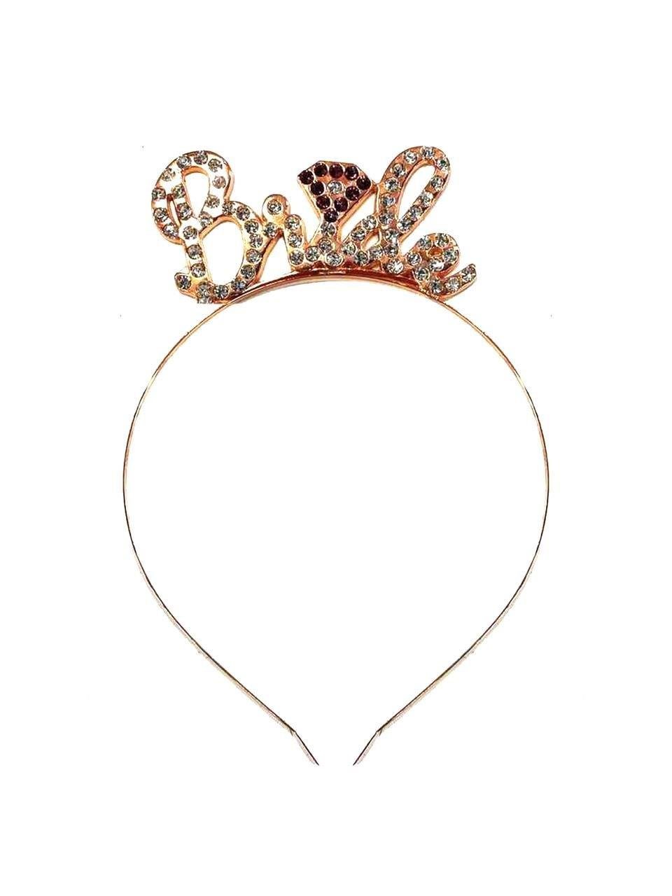Taç BRİDE metal taşlı elmaslı elyazılı ROSEGOLD parlak bekarlığa veda tacı  