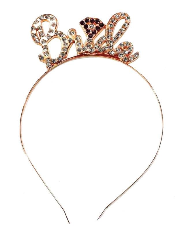 Taç BRİDE metal taşlı elmaslı elyazılı ROSEGOLD parlak bekarlığa veda tacı  