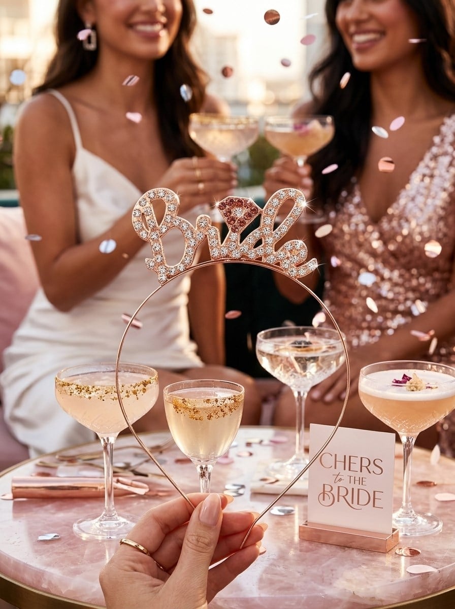 Taç BRİDE metal taşlı lüks elyazılı ROSEGOLD