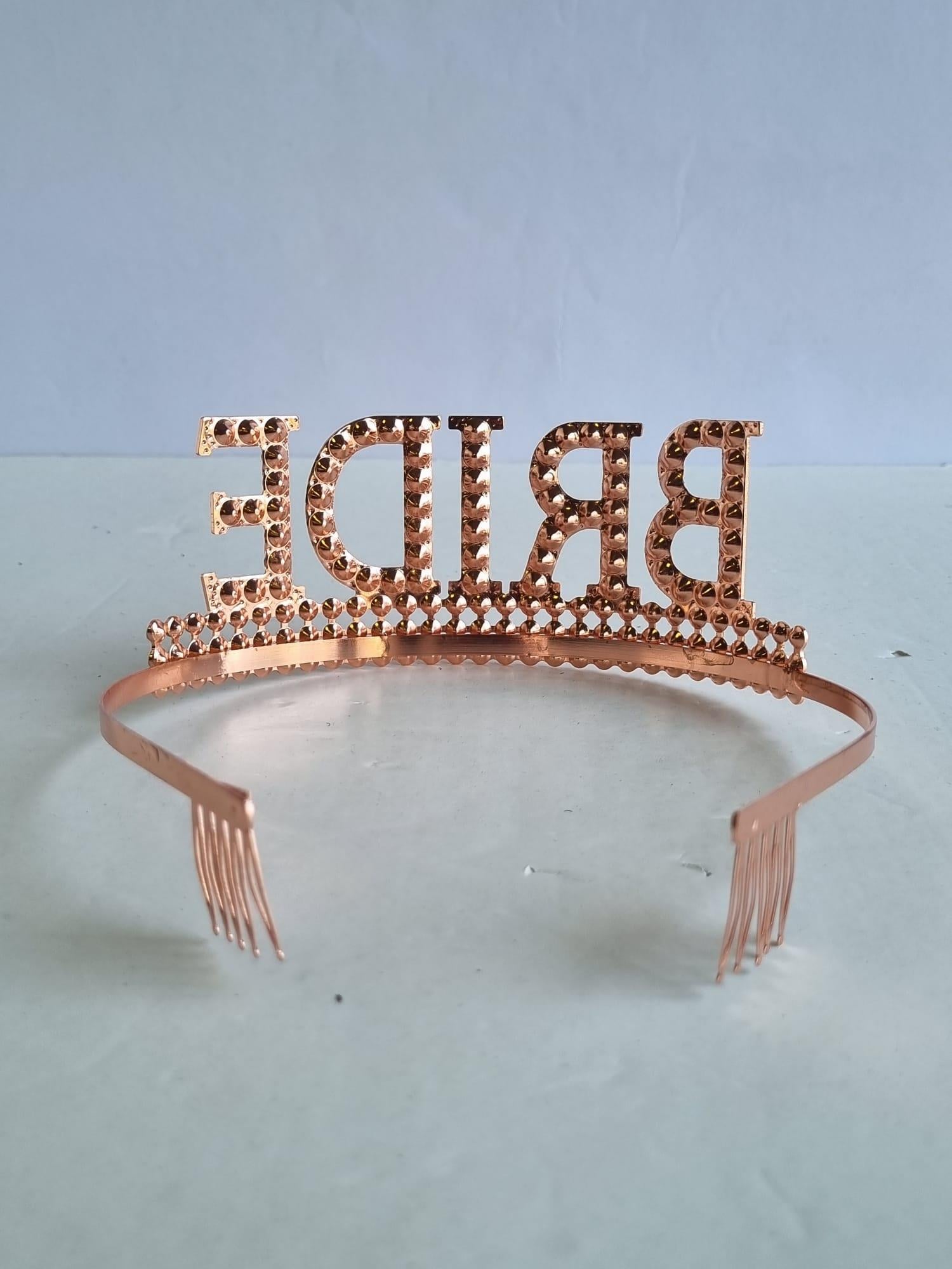 Taç Bride Metal Taşlı lüks gelin taçı rose gold üSTTEN GEÇİRMELİ
