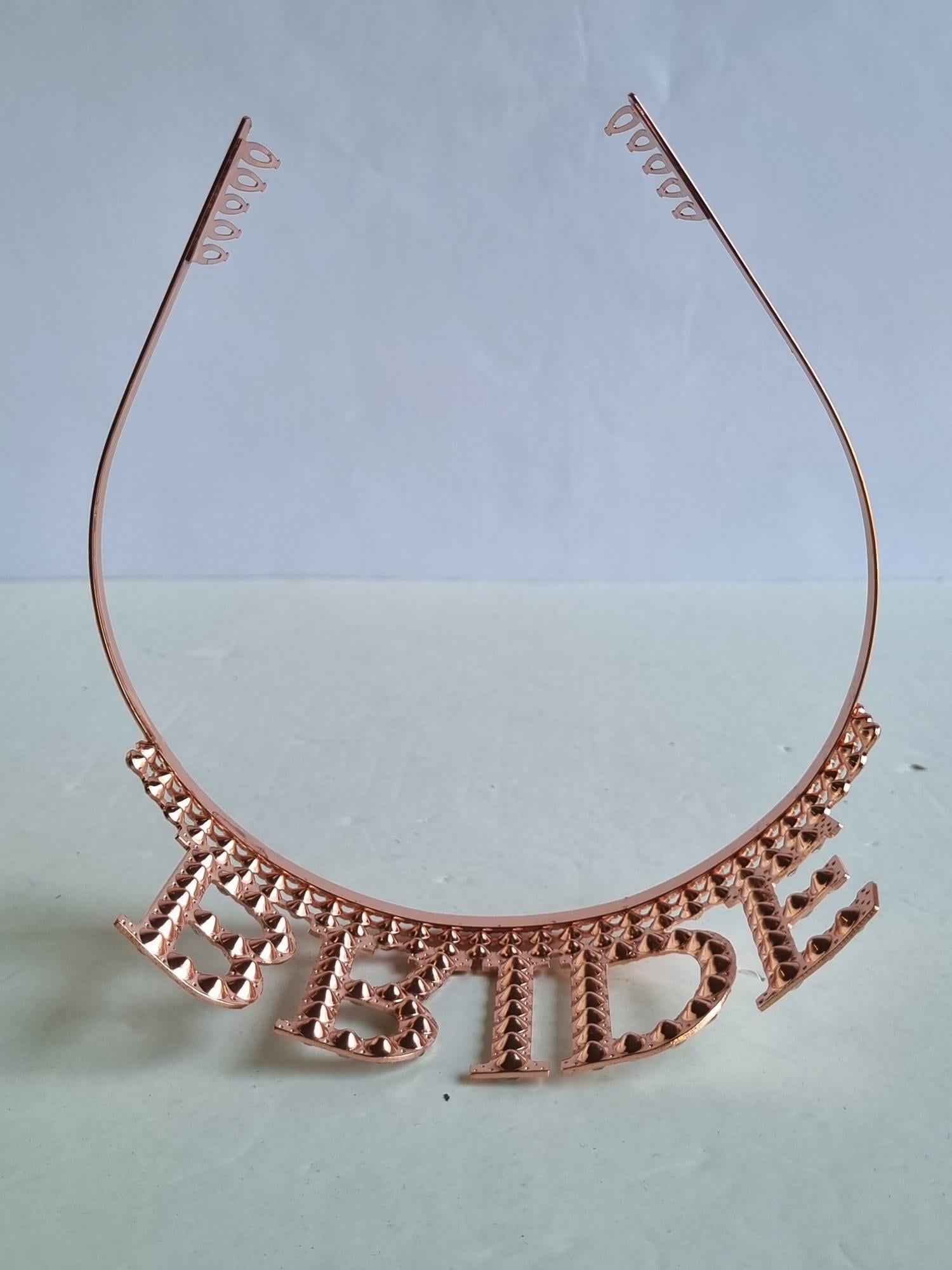 Taç Bride Metal Taşlı lüks gelin taçı rose gold üSTTEN GEÇİRMELİ