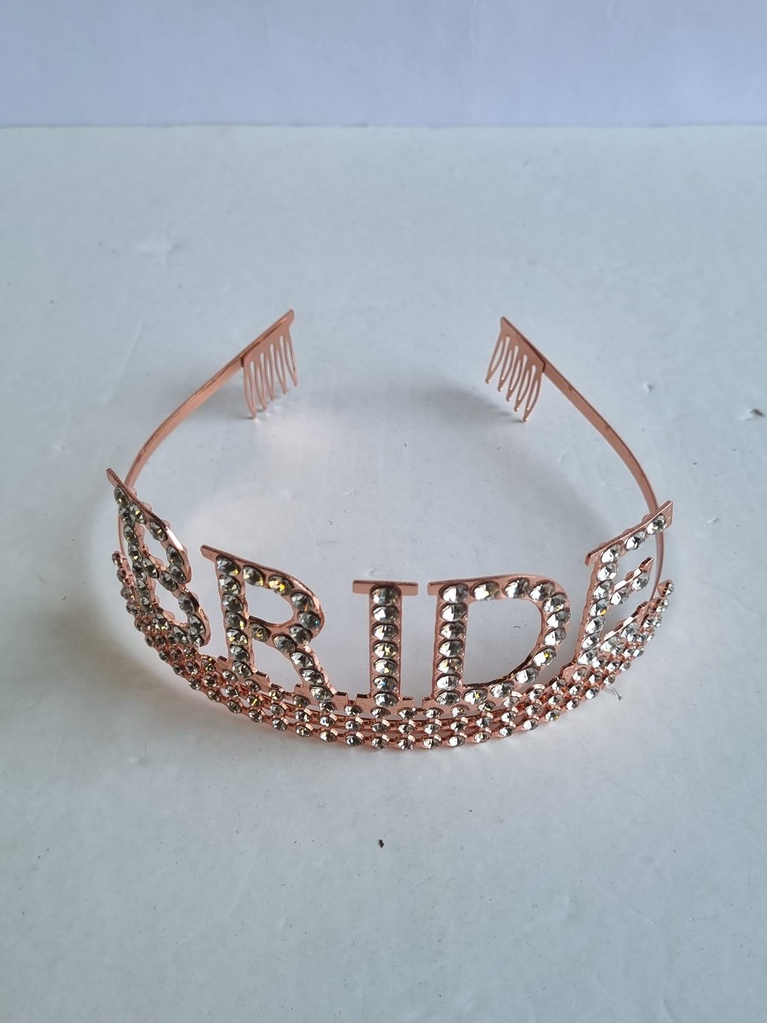 Taç Bride Metal Taşlı lüks gelin taçı rose gold üSTTEN GEÇİRMELİ