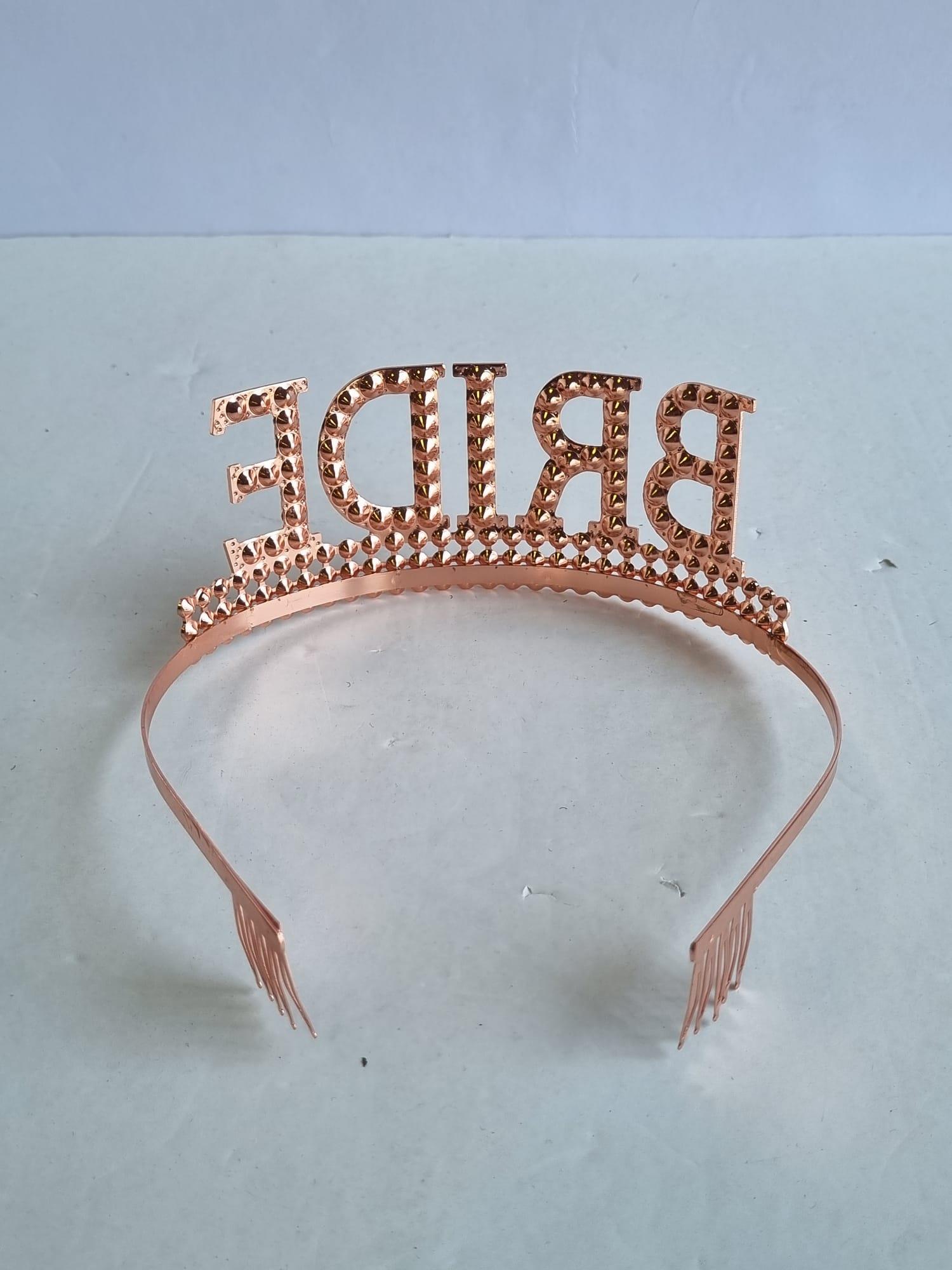Taç Bride Metal Taşlı lüks gelin taçı rose gold üSTTEN GEÇİRMELİ