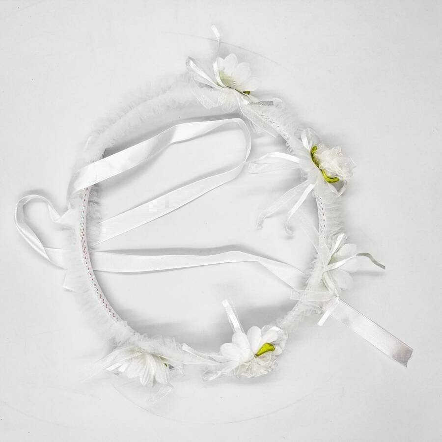Taç Çember Çiçekli Kurdeleli BRS-3923 bride taçı