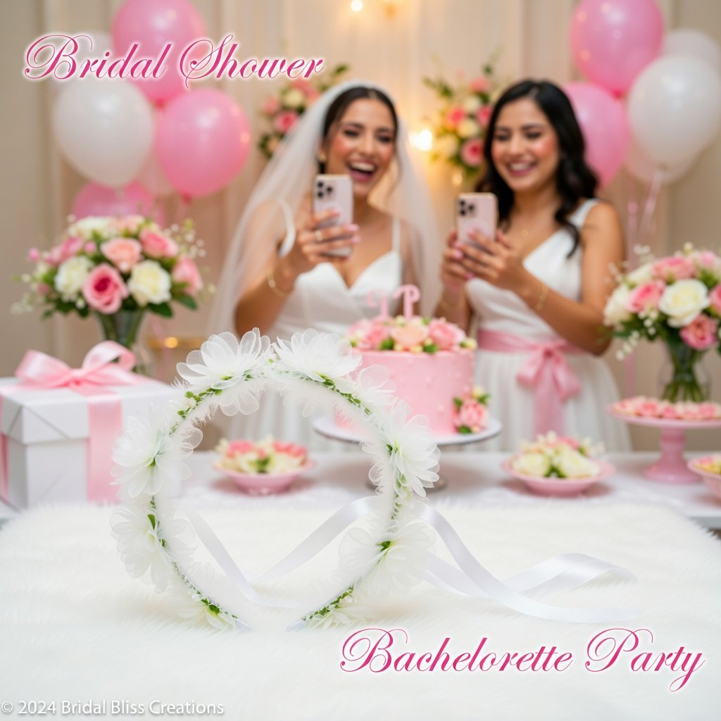 Taç Çember Çiçekli Kurdeleli BRS-3923 bride taçı