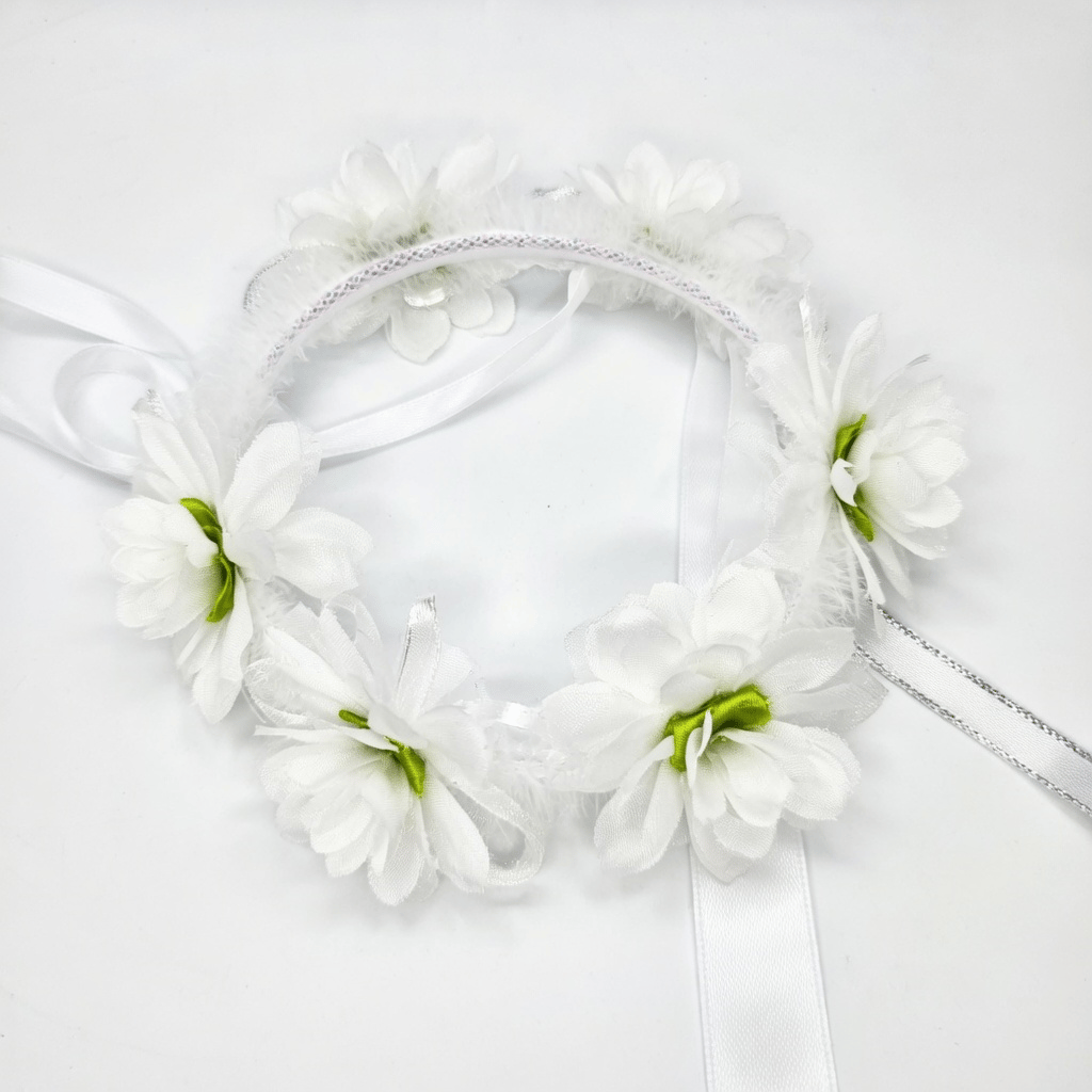 Taç Çember Çiçekli Kurdeleli BRS-3923 bride taçı