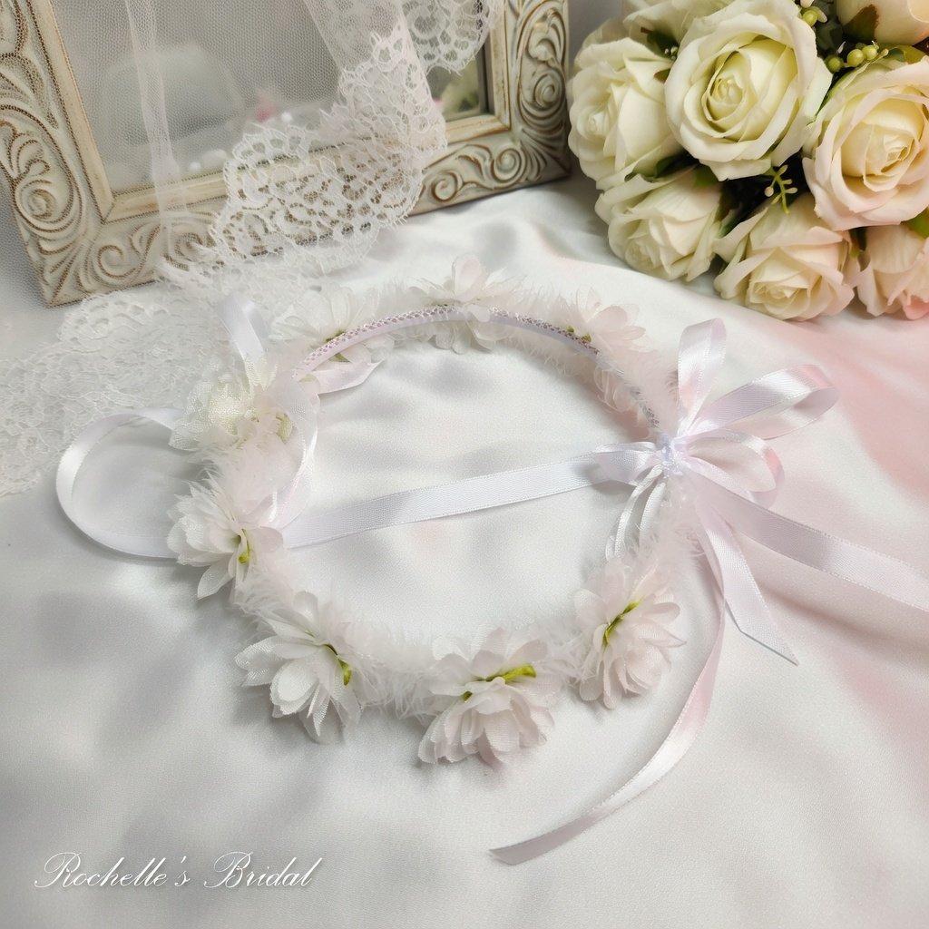 Taç Çember Çiçekli Kurdeleli BRS-3923 bride taçı