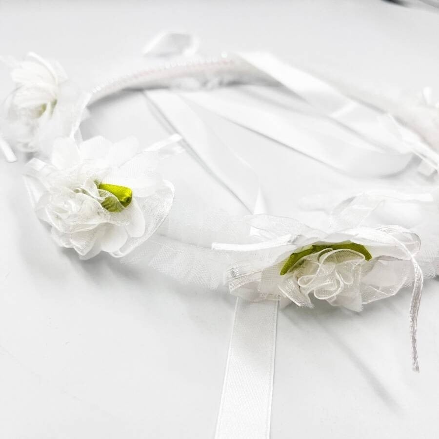 Taç Çember Çiçekli Kurdeleli BRS-3923 bride taçı