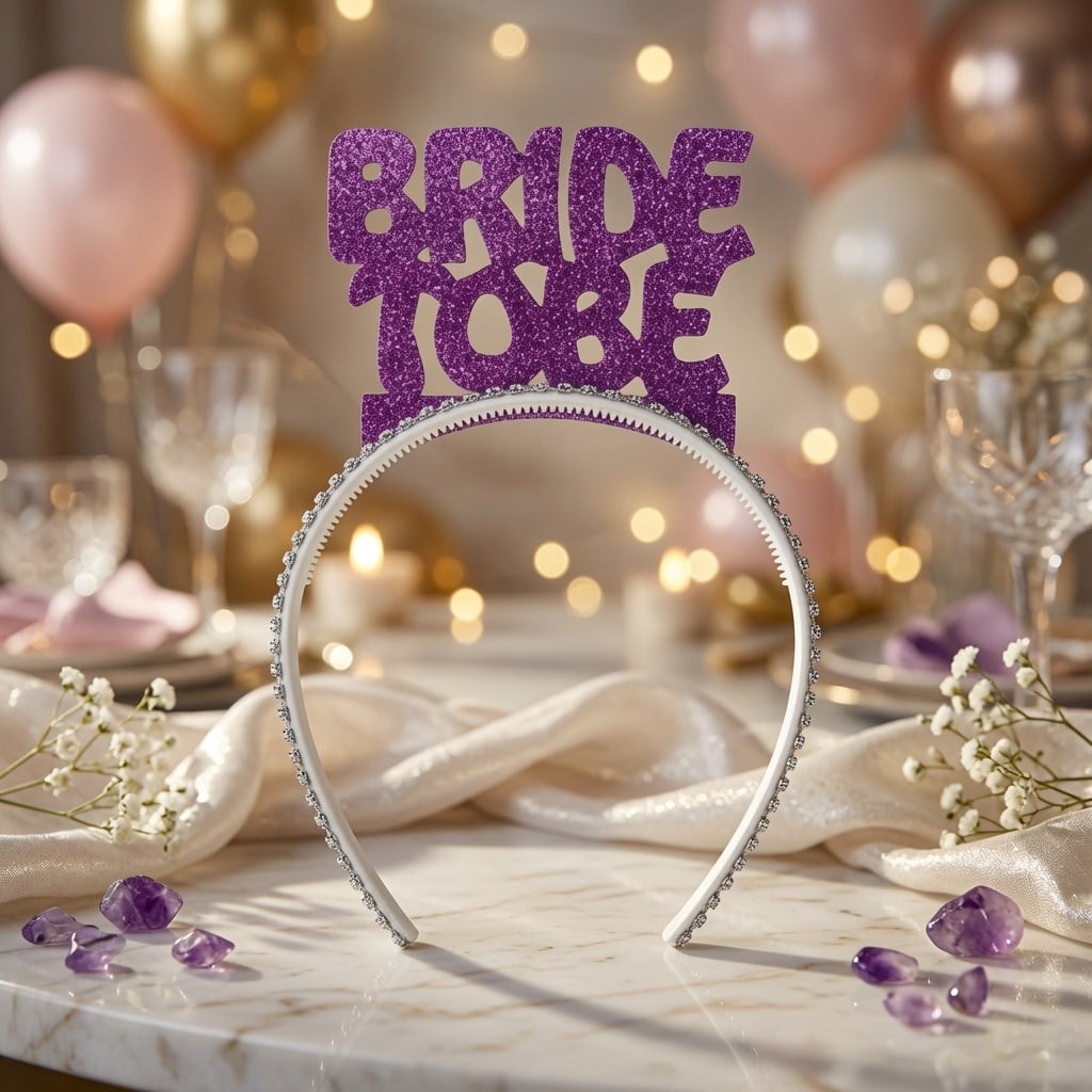 Taç Eva Bride To Be Mor Simli Taşlı Bekarlığa Veda Partisi Gelin Tacı Saç Aksesuarı