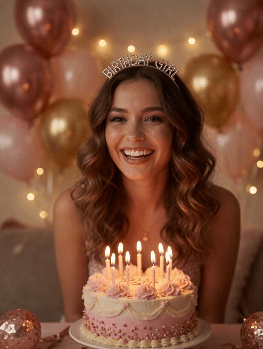 Taç Metal Taşlı Birthday Girl Rose Gold