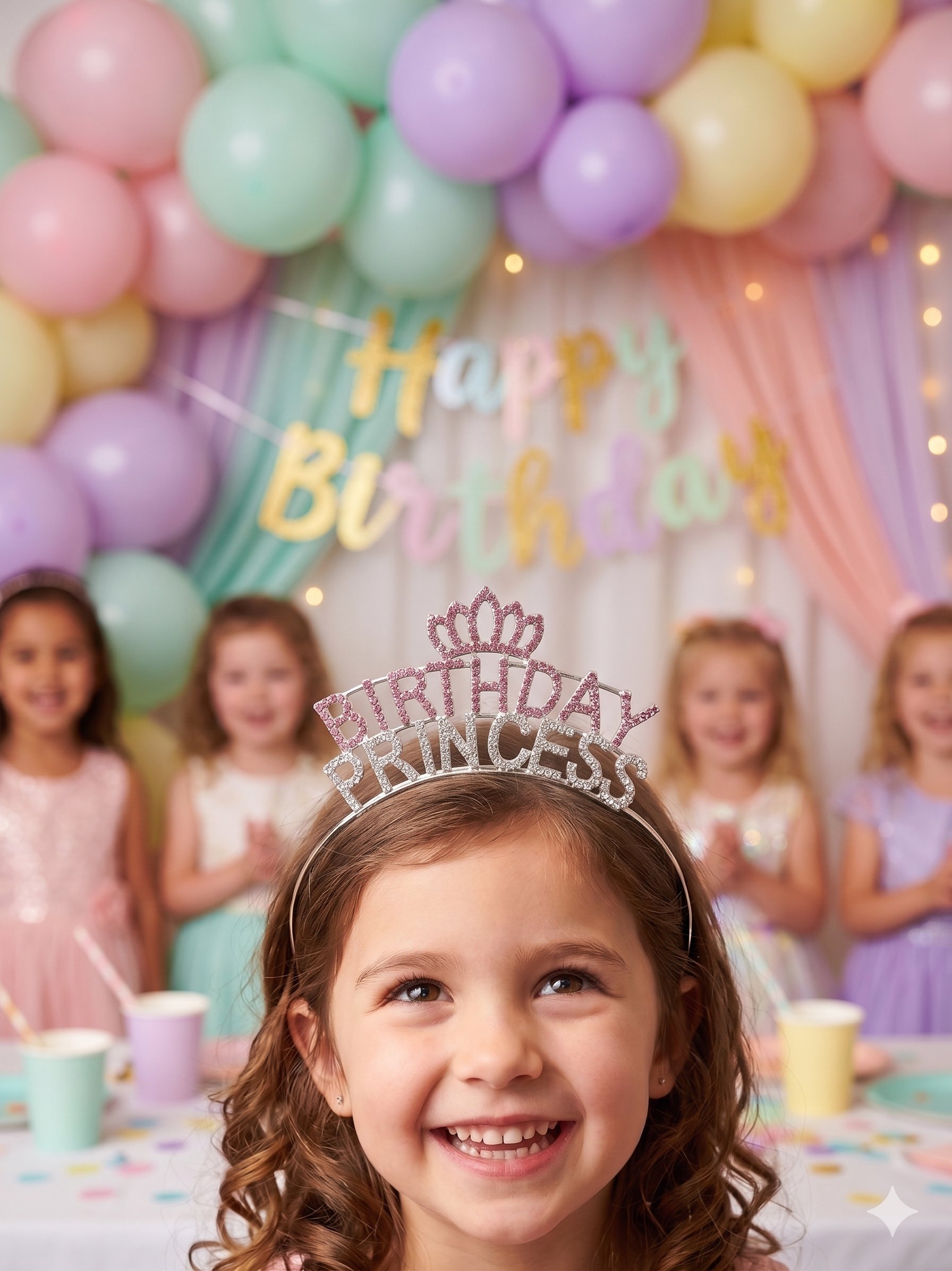 Taç Metal Taşlı Birthday Princess Gümüş-pembe