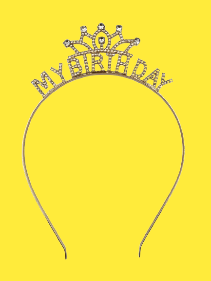 Taç Metal Taşlı My Birthday Yazılı Gold-Altın renkli lüks Doğum Günü tacı parti tacı