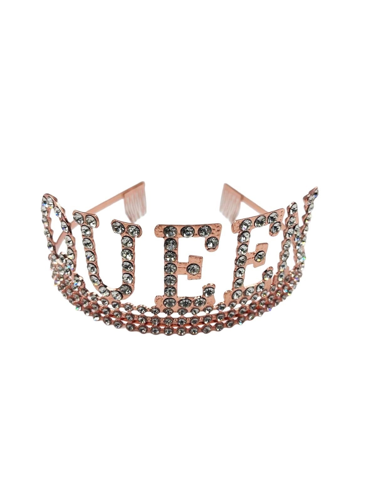 Taç Metal Taşlı Queen Lüks R.Gold-altın üstten ge