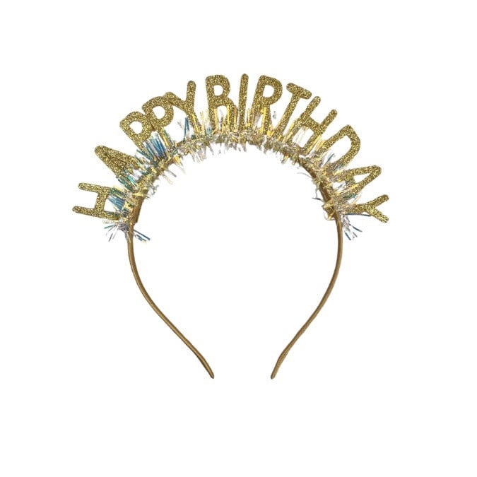 Taç Plastik Taç-Gözlük Set Happy Birth-Simli GOLD