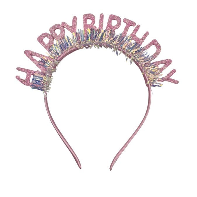 Taç Plastik Taç-Gözlük Set Happy Birth-Simli Pembe