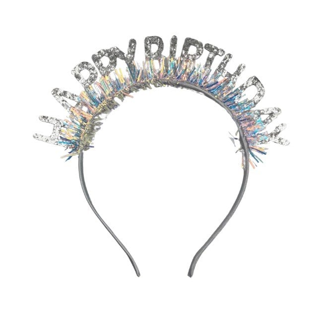 Taç Plastik Taç-Gözlük Set Happy Birth-Simli GÜMÜŞ