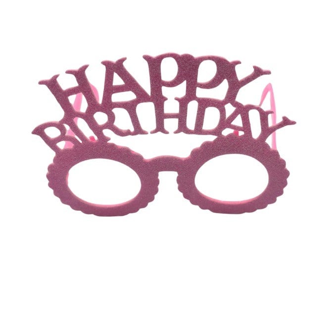 Taç Plastik Taç-Gözlük Set Happy Birth-Simli Pembe
