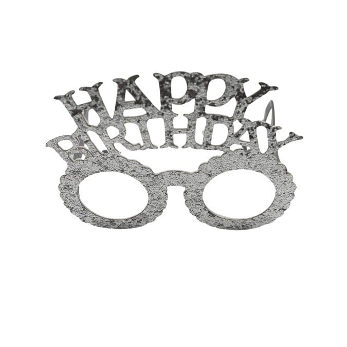 Taç Plastik Taç-Gözlük Set Happy Birth-Simli GÜMÜŞ