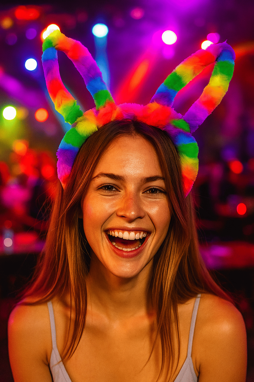 Taç tavşan kulaklı ışıklı Peluş Rengarenk Parti ışıklı taç