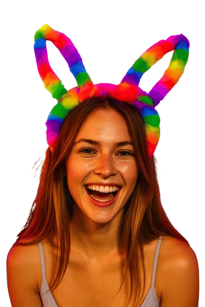 Taç tavşan kulaklı ışıklı Peluş Rengarenk Parti ışıklı taç