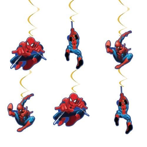 Tavan sarkıt süsü 6 lı SPİDERMAN parti malzemesi helezon süs