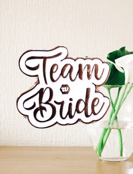 Team bride metal yaka rozeti-beyaz üstü rose gold bride tobe bekarlığa veda partisi nedime rozeti