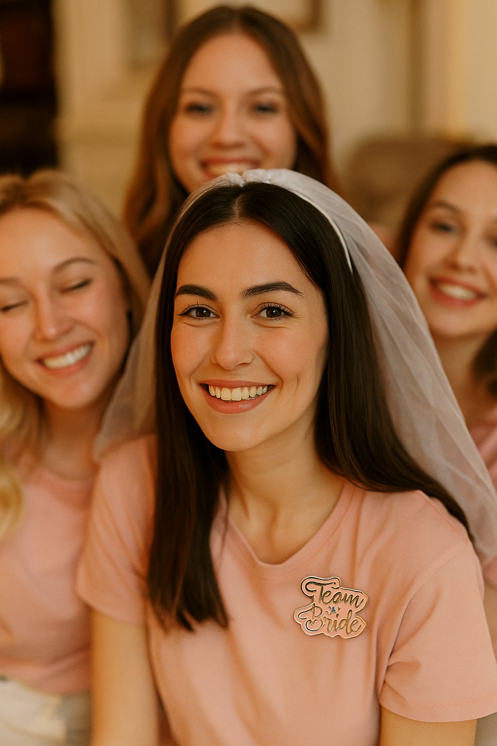 Team bride metal yaka rozeti pembe üstü gold yazı bekarlığa veda partisi-bride to be-nedime rozeti   