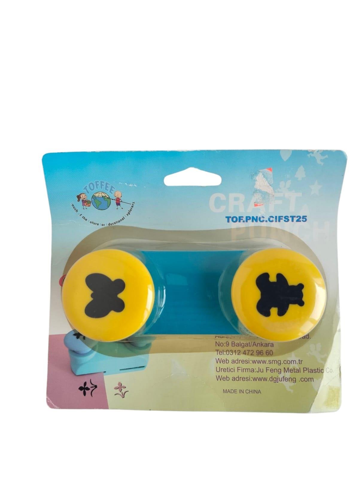 Toffee çift taraflı şekilli delgeç, şekilli punç 2,5cm kelebek-ayıcık