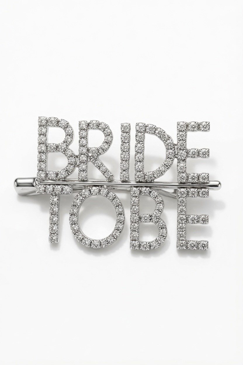 Toka Bride tobe yazılı gümüş parlak taşlı toka