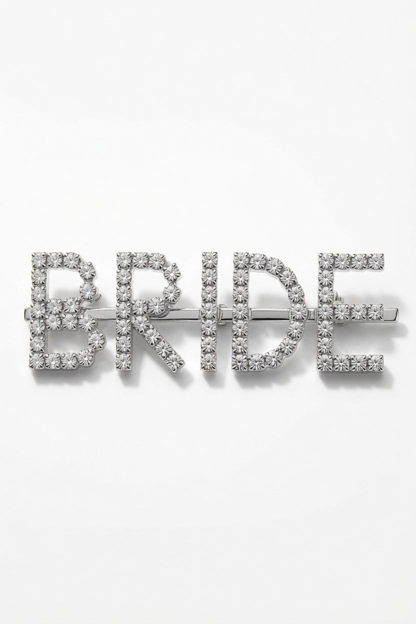 Toka Bride yazılı gümüş parlak taşlı toka