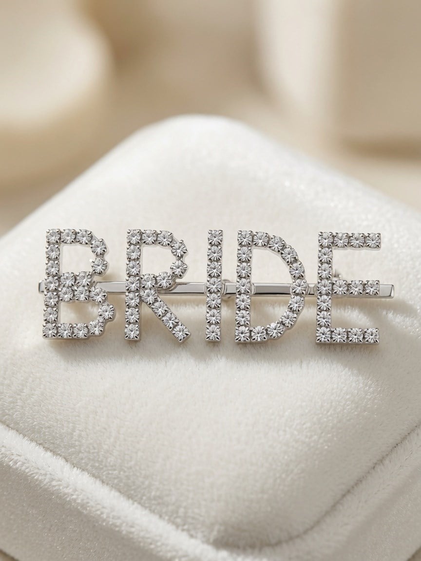 Toka Bride yazılı gümüş parlak taşlı toka