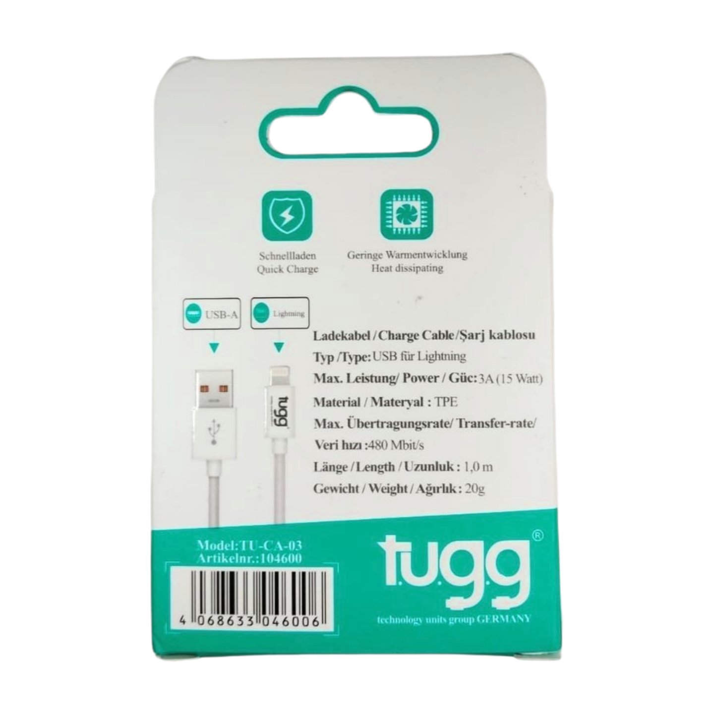 Tugg germany sarj kabl.veri akt.ultr hız 60w1m.ıpo