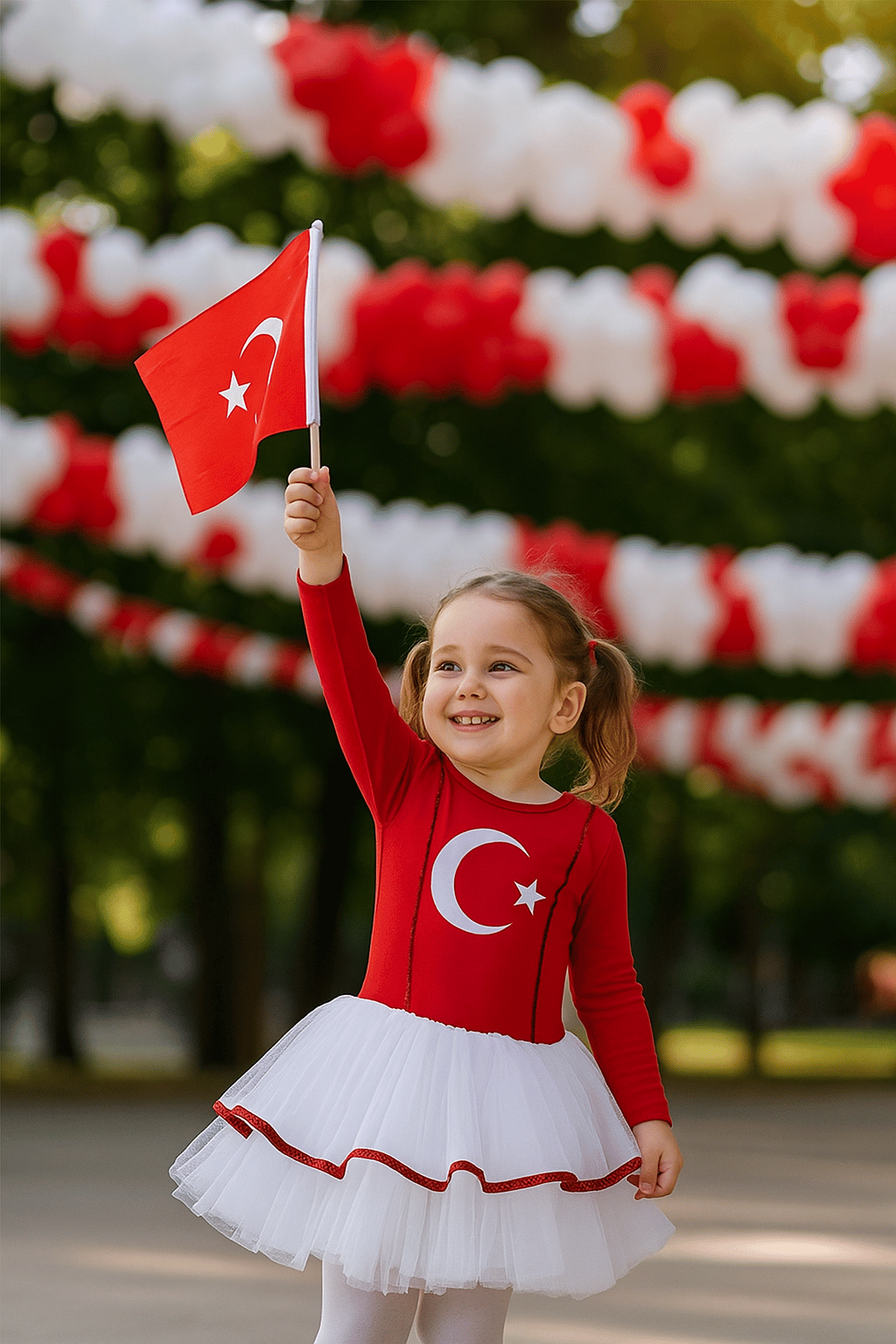 Türk Bayraklı 4-5Yaş Tütülü Kırmızı Beyaz Kostüm