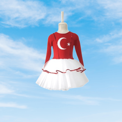 Türk Bayraklı 4-5Yaş Tütülü Kırmızı Beyaz Kostüm
