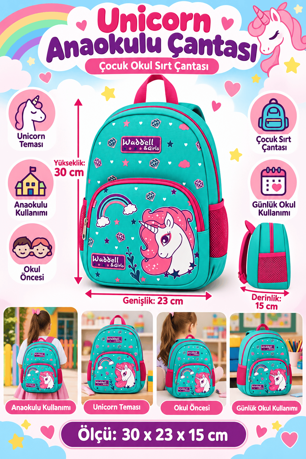 Unicorn Anaokulu Çantası 3014