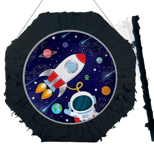 Uzay Astronot Roket Pinyata 42cm + Sopası Doğum Günü Eğlencesi Pinyata Patlatma Partisi