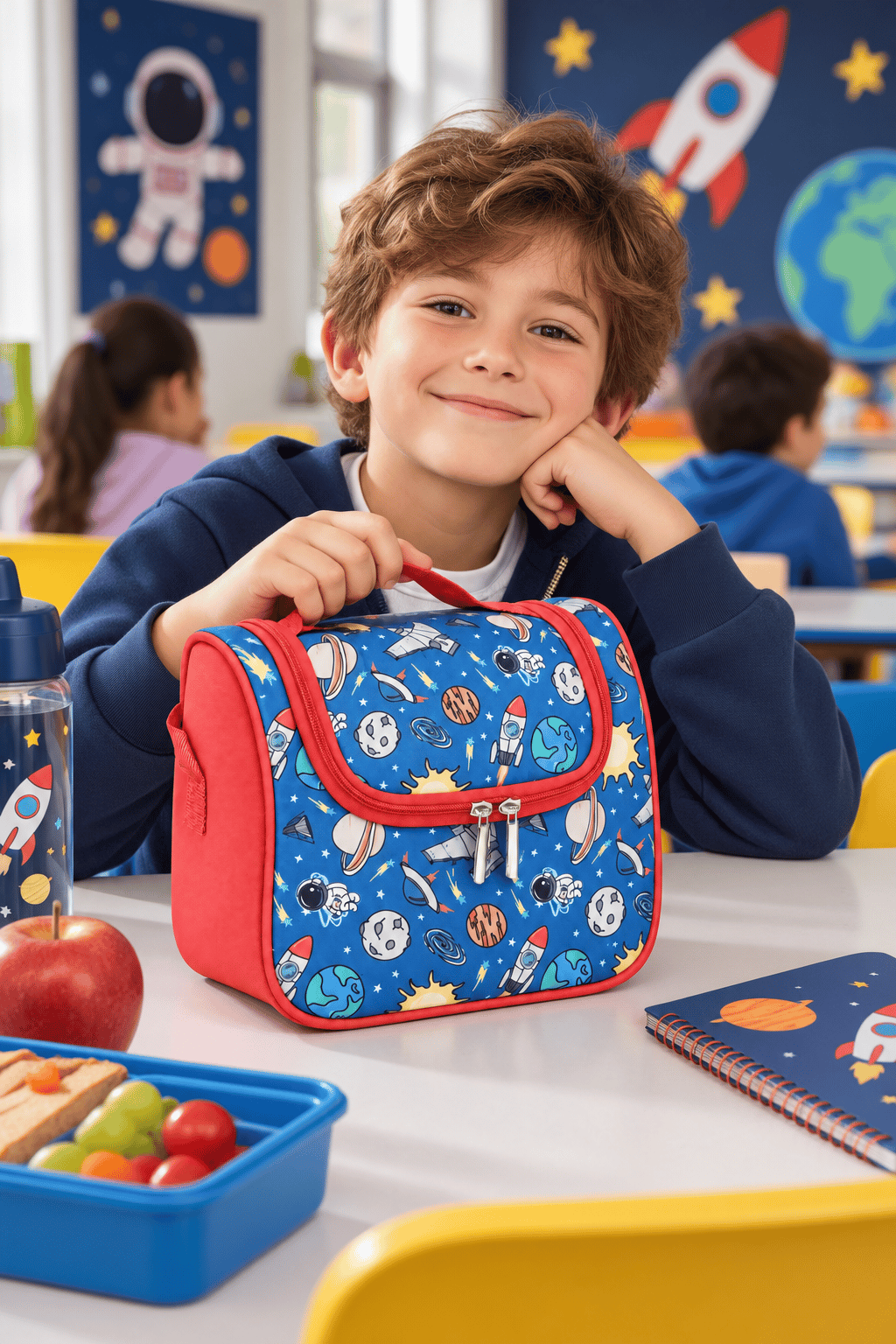 Uzay Roket Astronot Gezegen Termal Beslenme Çantası Isı Yalıtımlı Çocuk Okul 24x22x14 cm